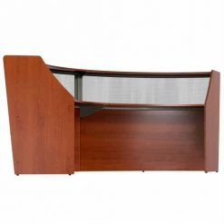 Linea Italia Curved Modern Reception Desk with Counter, 2 Units, 124"W x 49"D x 46"H, Cherry -Outlet Desks & Workstations Store LIT ZUC316 04