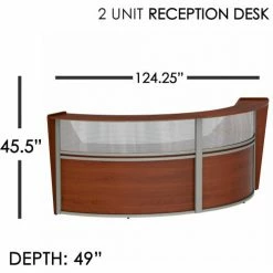 Linea Italia Curved Modern Reception Desk with Counter, 2 Units, 124"W x 49"D x 46"H, Cherry -Outlet Desks & Workstations Store LIT ZUC316 10