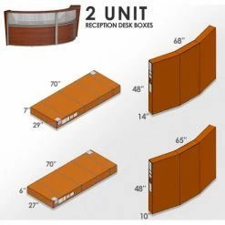 Linea Italia Curved Modern Reception Desk with Counter, 2 Units, 124"W x 49"D x 46"H, Cherry -Outlet Desks & Workstations Store LIT ZUC316 11