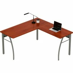 Linea Italia Trento L-Shaped Desk, Corner Desk, 60"W x 60"D x 30"H, Cherry -Outlet Desks & Workstations Store LIT ZUC737 05