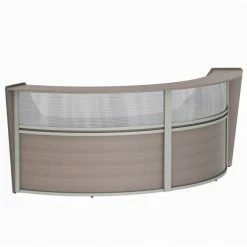 Linea Italia Curved Modern Reception Desk with Counter, 2 Units, 124"W x 49"D x 46"H, Ash
