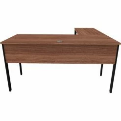 Linea Italia Urban Modern L-Shaped Desk, 60"W x 60"D x 30"H, Natural Walnut/Black -Outlet Desks & Workstations Store LIT ZUNI602 01