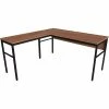 Linea Italia Urban Modern L-Shaped Desk, 60"W x 60"D x 30"H, Natural Walnut/Black