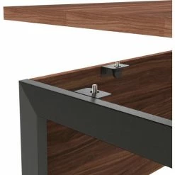 Linea Italia Urban Modern L-Shaped Desk, 60"W x 60"D x 30"H, Natural Walnut/Black -Outlet Desks & Workstations Store LIT ZUNI602 05