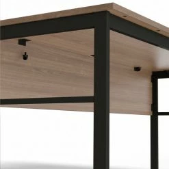 Linea Italia Urban Modern L-Shaped Desk, 60"W x 60"D x 30"H, Natural Walnut/Black -Outlet Desks & Workstations Store LIT ZUNI602 08