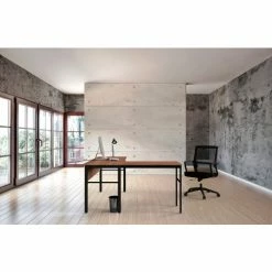 Linea Italia Urban Modern L-Shaped Desk, 60"W x 60"D x 30"H, Natural Walnut/Black -Outlet Desks & Workstations Store LIT ZUNI602 17