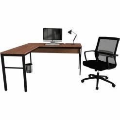 Linea Italia Urban Modern L-Shaped Desk, 60"W x 60"D x 30"H, Natural Walnut/Black -Outlet Desks & Workstations Store LIT ZUNI602 18