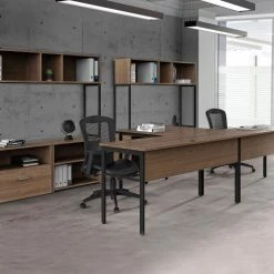 Linea Italia Urban Modern L-Shaped Desk, 60"W x 60"D x 30"H, Natural Walnut/Black -Outlet Desks & Workstations Store LIT ZUNI602 19