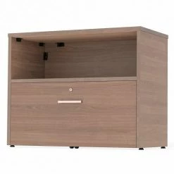 Linea Italia Urban Storage Credenza with Locking Drawer, 30"W x 16"D x 24"H, Natural Walnut -Outlet Desks & Workstations Store LIT ZUNI603 04
