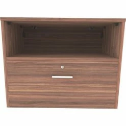 Linea Italia Urban Storage Credenza with Locking Drawer, 30"W x 16"D x 24"H, Natural Walnut -Outlet Desks & Workstations Store LIT ZUNI603 05