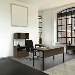 Linea Italia Urban Storage Credenza with Locking Drawer, 30"W x 16"D x 24"H, Natural Walnut -Outlet Desks & Workstations Store LIT ZUNI603 20