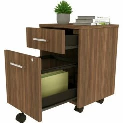 Linea Italia Urban Mobile Pedestal File, 16"W x 15"D x 24"H, Natural Walnut -Outlet Desks & Workstations Store LIT ZUNI610 07