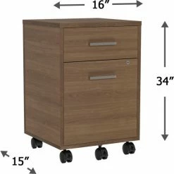 Linea Italia Urban Mobile Pedestal File, 16"W x 15"D x 24"H, Natural Walnut -Outlet Desks & Workstations Store LIT ZUNI610 10