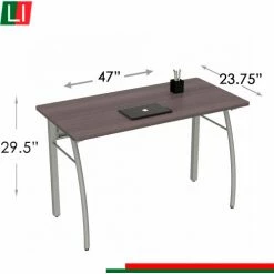 Linea Italia Trento Rectangular Office Desk, 47"W x 24"D x 30"H, Mocha/Gray -Outlet Desks & Workstations Store LIT ZUT733 10