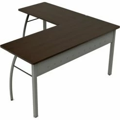 Linea Italia Trento L-Shaped Desk, Corner Desk, 60"W x 60"D x 30"H, Mocha/Gray