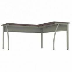 Linea Italia Trento L-Shaped Desk, Corner Desk, 60"W x 60"D x 30"H, Mocha/Gray -Outlet Desks & Workstations Store LIT ZUT737 04