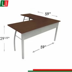 Linea Italia Trento L-Shaped Desk, Corner Desk, 60"W x 60"D x 30"H, Mocha/Gray -Outlet Desks & Workstations Store LIT ZUT737 10