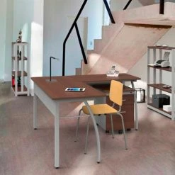 Linea Italia Trento L-Shaped Desk, Corner Desk, 60"W x 60"D x 30"H, Mocha/Gray -Outlet Desks & Workstations Store LIT ZUT737 16