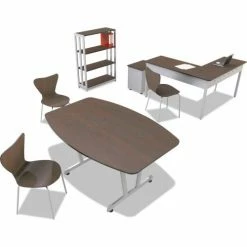 Linea Italia® Rectangular Desk - 59-1/8"W x 23-5/8"D - Mocha - Trento Series 8 Linea Italia® Rectangular Desk - 59-1/8"W x 23-5/8"D - Mocha - Trento Series -Outlet Desks & Workstations Store LITTR742MOC 04