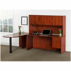 Lorell® Bow Front Desk Shel - 72"W x 36"D x 29-1/2"H - Mahogany - Essentials Series -Outlet Desks & Workstations Store LLR69370 10
