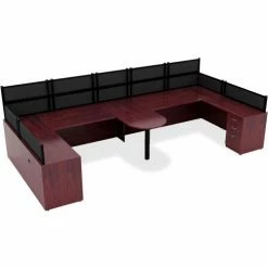 Lorell® Bow Front Desk Shel - 72"W x 36"D x 29-1/2"H - Mahogany - Essentials Series -Outlet Desks & Workstations Store LLR69370 6