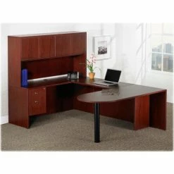 Lorell® Rectangular Desk Shell - 66"W x 30"D x 29-1/2"H - Mahogany - Essentials Series -Outlet Desks & Workstations Store LLR69372 8