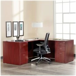Lorell® Credenza Shell - 60"W x 24"D x 29-1/2"H - Mahogany - Essentials Series -Outlet Desks & Workstations Store LLR69378 6