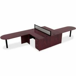 Lorell® Peninsula Desk Without Post - 66"W x 30"D x 29-1/2"H - Mahogany - Essentials Series -Outlet Desks & Workstations Store LLR69380 3