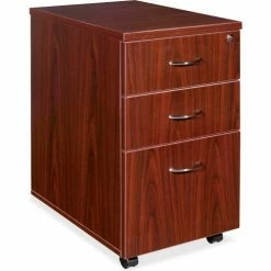 Lorell® Mobile Pedestal - 16"W x 22"D x 28-1/4"H - Mahogany - Essentials Series