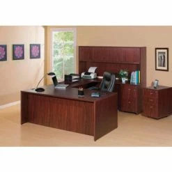 Lorell® 2-Drawer Lateral File - 35"W x 22"D x 29-1/2"H - Mahogany - Essentials Series -Outlet Desks & Workstations Store LLR69399 2