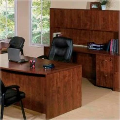 Lorell® Hutch With Doors - 48"W x 17"D x 36"H - Cherry - Essentials Series -Outlet Desks & Workstations Store LLR69418 2