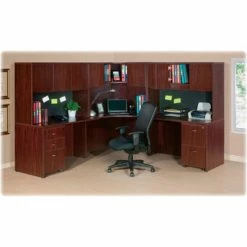 Lorell® Pedestal - 16"W x 22"D x 28-1/4"H - Mahogany - Essentials Series 9 Lorell® Pedestal - 16"W x 22"D x 28-1/4"H - Mahogany - Essentials Series -Outlet Desks & Workstations Store LLR69603 3