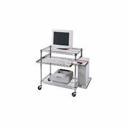 Luxor Chrome Wire Mobile Computer Workstation, 29-1/2"W x 18"D x 42"H