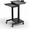 Luxor Mobile Computer Cart w/ Battery-Powered Device Charger, 31"L x 24"W x 45"H, Black