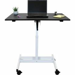 Luxor Stand Up Desk - Crank Adjustable Height - 23-5/8"L x 39-3/8"W - Black Top w/ White Frame -Outlet Desks & Workstations Store LLU STANDUP SC40 WB