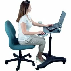 Aidata LPD010G Sit/Stand Mobile Laptop Workstation with Tempered Glass Top -Outlet Desks & Workstations Store LPD010G 3