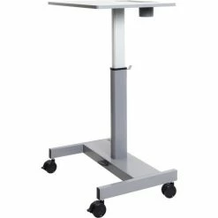 Luxor Mobile Student Sit-Stand Desk - Pneumatic Height Adjustment - 29" to 43.5"H - Gray -Outlet Desks & Workstations Store LUR STUDENT P