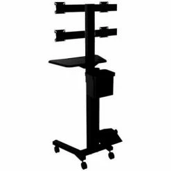 TygerClaw LVW8607 Mobile PC Cart with Quad Monitor Mounts, Black -Outlet Desks & Workstations Store LVW8607 2