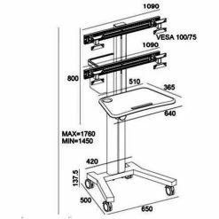 TygerClaw LVW8607 Mobile PC Cart with Quad Monitor Mounts, Black -Outlet Desks & Workstations Store LVW8607 3