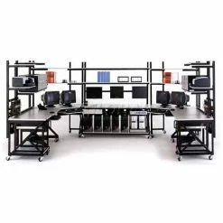 Kendall Howard™ 24" Performance 100 Series LAN Station with Half Bottom Shelf, Folkstone Gray -Outlet Desks & Workstations Store Lab Full 4
