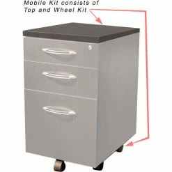 Safco® Aberdeen Series Pedestal Mobile Kit for APBF20 Suspended Credenzas Gray Steel
