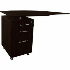 Safco® Medina 63"W Left Curved Desk Return With Pencil-Box-File Pedestal Mocha