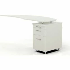 Safco® Medina 63"W Left Curved Desk Return With Pencil-Box-File Pedestal Sea Salt