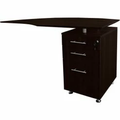 Safco® Medina 63"W Right Curved Desk Return With Pencil-Box-File Pedestal Mocha