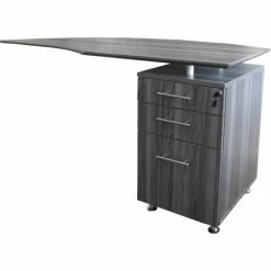 Safco® Medina 63"W Right Curved Desk Return With Pencil-Box-File Pedestal Gray Steel