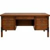 Martin Furniture Addison Rustic Pedestal Executive Desk, Wood, Rectangle, 60"W x 28"D x 30"H, Brown