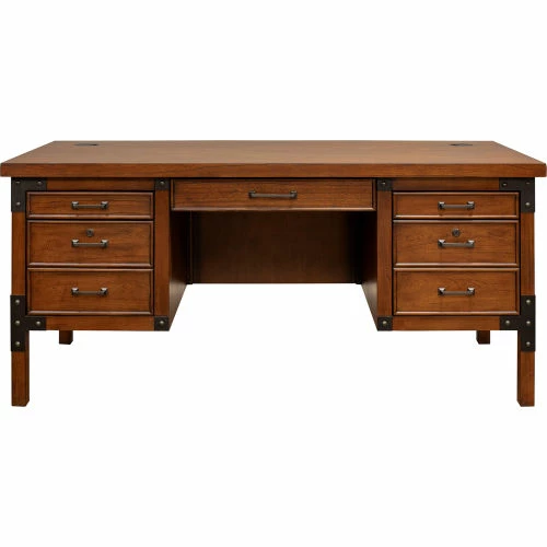Martin Furniture Addison Rustic Pedestal Executive Desk, Wood, Rectangle, 60"W x 28"D x 30"H, Brown 1 Martin Furniture Addison Rustic Pedestal Executive Desk, Wood, Rectangle, 60"W x 28"D x 30"H, Brown