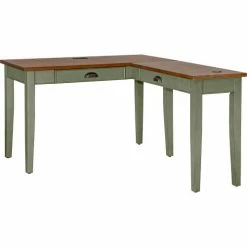 Martin Furniture Farmhouse Writing Desk and Return, Wood, L Shape, 48"W x 40"D x 30"H, Green - Pkg Qty 2