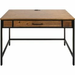 Martin Furniture Industrial Writing Desk, Wood, Rectangle, 48"W x 24"D x 30"H, Brown