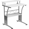 Flash Furniture Clifton Computer Desk with Top and Lower Storage Shelves, White
